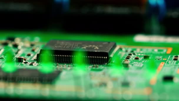 Composants Carte Mère Circuit Imprimé Vert Micropuces Processeur Processeur Processeur — Video