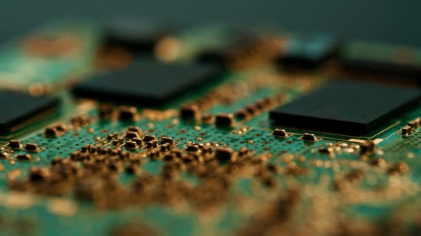 Composants Carte Mère Circuit Imprimé Vert Micropuces Processeur Processeur Processeur — Video