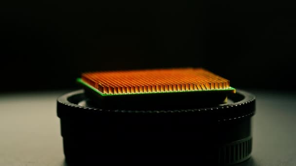 プロセッサソケットプリント回路基板電子部品内蔵マザーボードマクロショット — ストック動画