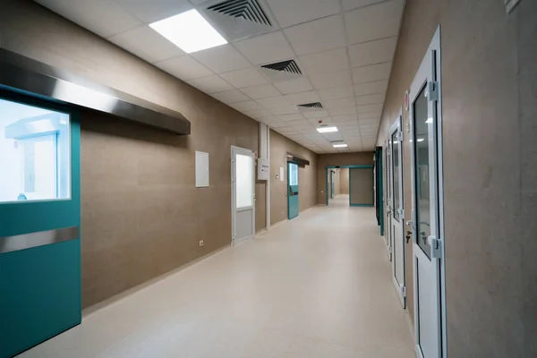 Hospital empty corridor Modern hospital automatic door entrance to operating room