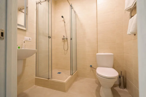 Modern Bir Klinikte Bir Banyo Bir Tuvalet Bir Duş Kabini — Stok fotoğraf