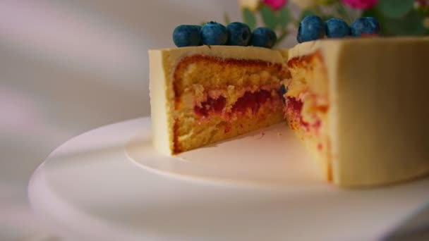 Délicieux Gâteau Éponge Fraîchement Faite Bento Décoré Avec Motif Avec — Video