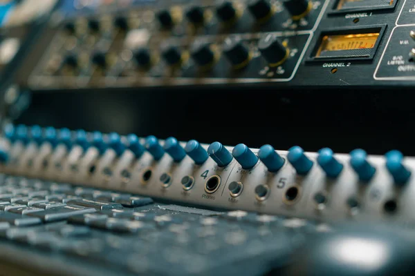Remote Control Mixer Adjust Sound Volume Level Music Creation Equalizer — Stock Photo, Image