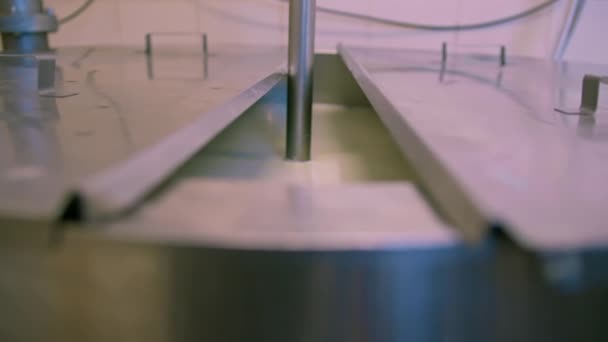 Maidon Sekoittaminen Juustomaitoon Erityisellä Sekoittimella Suuressa Sammiossa Pastörointi Juuston Tuotanto — kuvapankkivideo