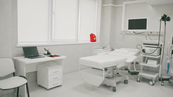 Medizinische Geräte Für Gastroskopie Büro Der Klinik Eine Liege Für — Stockvideo