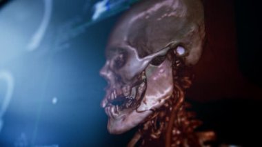 Beynin bilgisayar tomografisi ekrandaki görüntünün 3 boyutlu görüntüsü klinikte ağız boşluğu hastalığıyla karşı karşıya.