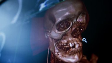 Beynin bilgisayar tomografisi ekrandaki görüntünün 3 boyutlu görüntüsü klinikte ağız boşluğu hastalığıyla karşı karşıya.