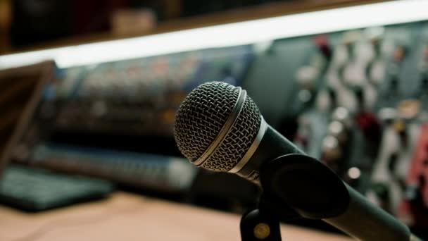 Professional Sound Recording Studio Equalizer Microphone Close Sound Engineer Sound — Stock Video