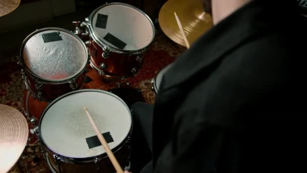 Dobos Dob Kit Egy Stúdióban Egy Profi Zenész Próba Felvétel — Stock videók