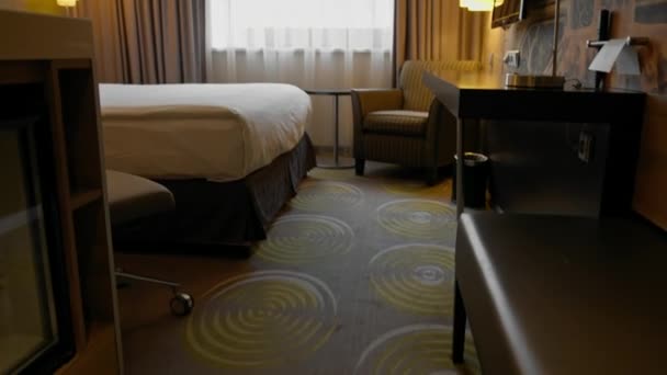 Interior Quarto Hotel Luxo Após Limpeza Limpeza Quarto Descanso Conceito — Vídeo de Stock