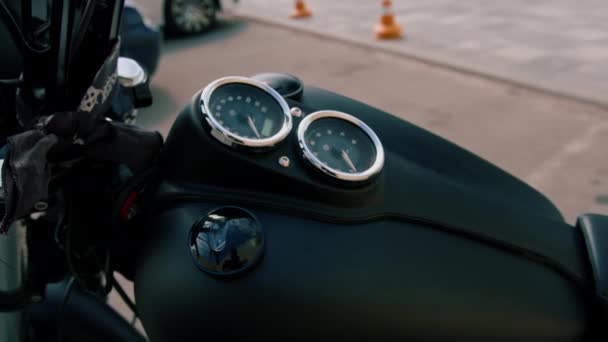 Street Sports Motorcycle Speedometer Close Lust Speed Concept Motorsport Active — Stock Video