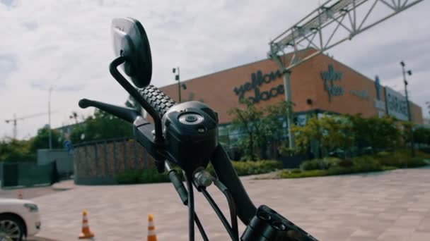 Street Sport Motorcykel Styr Sidespejl Close Side View Lust Hastighed – Stock-video