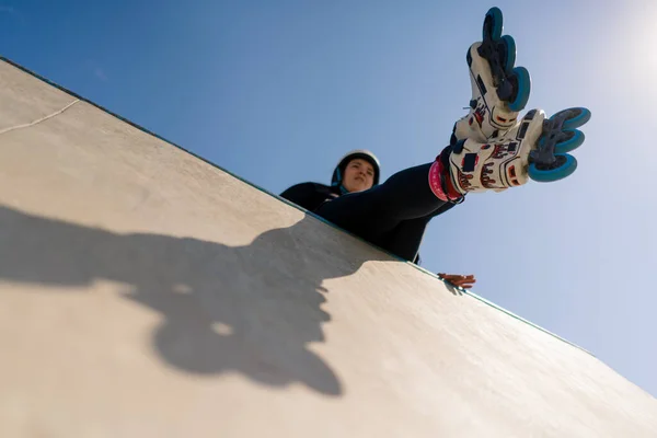 Roller Drome Skate Park Rolschaatsen Achtergrond Van Lucht Closeup Van — Stockfoto