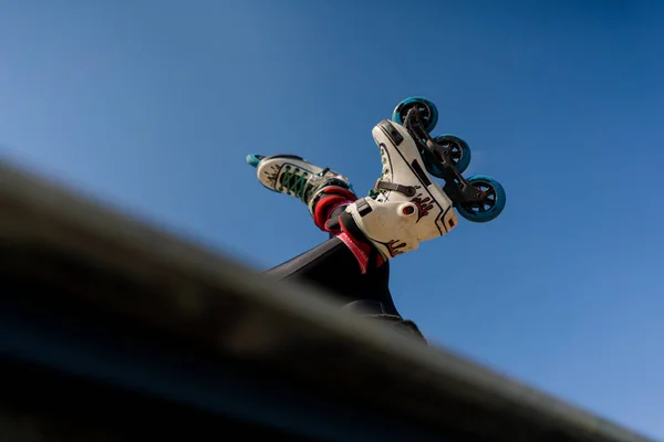 Roller Drome Skate Park Rolschaatsen Achtergrond Van Lucht Closeup Van — Stockfoto