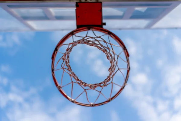 Närbild Basketplanen Ringar Parken Begreppet Kärlek Spelet Basket — Stockfoto