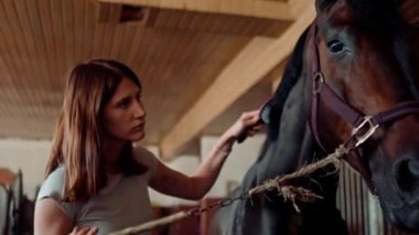 Çiftlikteki bir ahıra kapanmış kuzgun atın yelesini tarayan bir kızın at biniciliği sporuna olan sevgisi kavramını tarıyor.