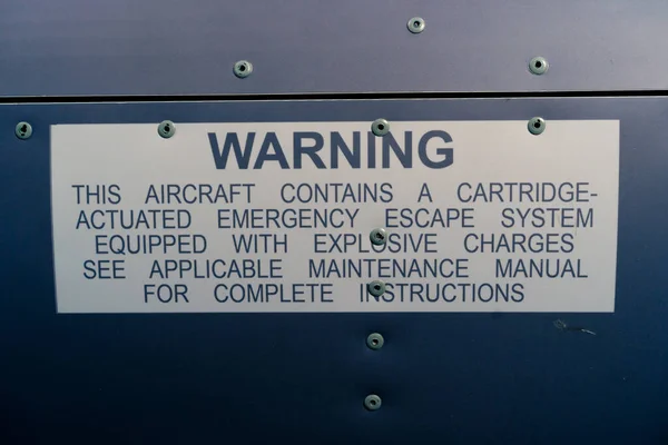 Close Warning Signs Cockpit Flight Simulator Military Aircraft — Stock Photo, Image