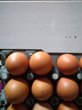 Tavukların yumurtladığı yumurtalar.