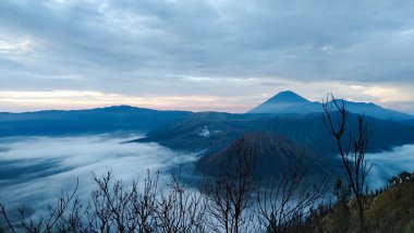 Morning view of Bromo area with fog