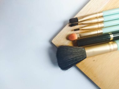 Makeup tool brush view on white background