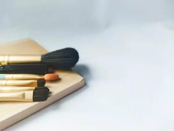 Makeup tool brush view on white background