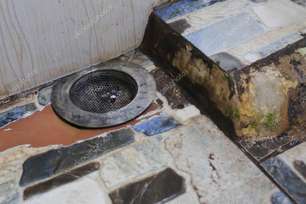 The drain in the bathroom