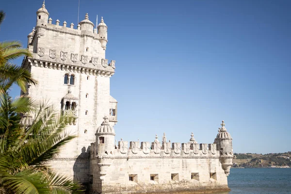 stock image Famous portuguese tower on the sea in Lisabon