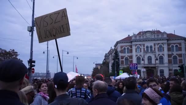 Mnoho Lidí Protestuje Proti Držení Cedulí — Stock video