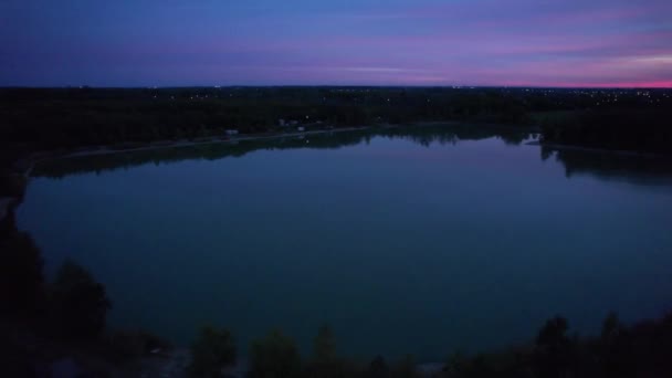 Showing Fishing Lake Air Pink Sunset — Vídeo de Stock