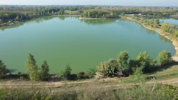 Drone Shot Approaching Fishing Lake — Video