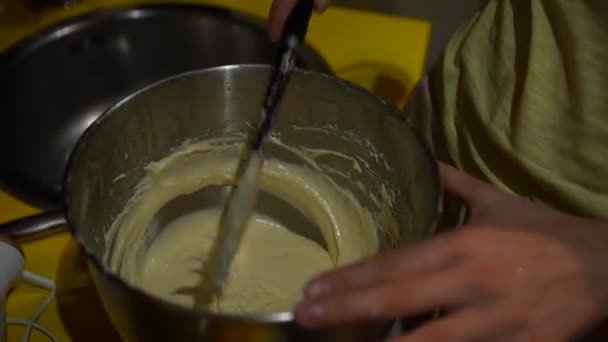 Stirring Soft Cookie Dough Putting — Stockvideo