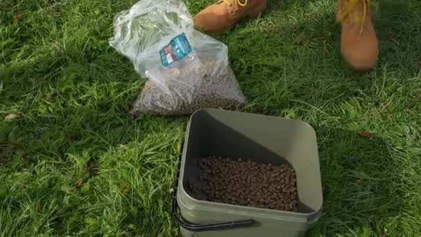 Pouring Water Lot Pellets — Wideo stockowe