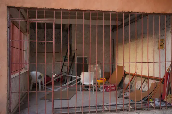 basement warehouse cage with old rusty bars. High quality image