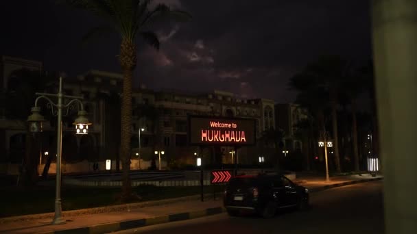 Arabiska Vägmärken Natten Egypten Högkvalitativ Fullhd Film — Stockvideo