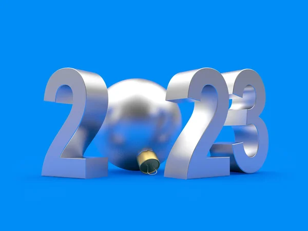Ασημένιο Νούμερο 2023 Χριστουγεννιάτικη Μπάλα Στο Μπλε Απεικόνιση Φωτογραφία Αρχείου