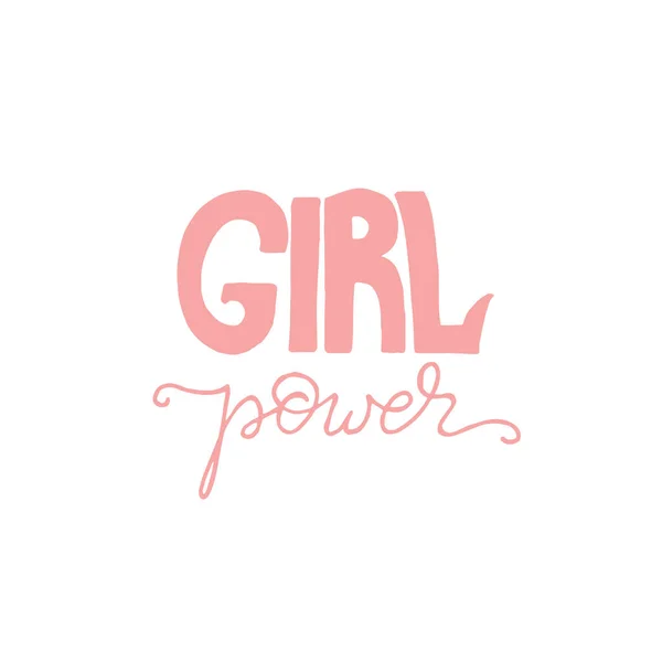 Girl Power Феминистский Слоган Grl Pwr Рукописное Выравнивание Женская Мотивационная — стоковый вектор