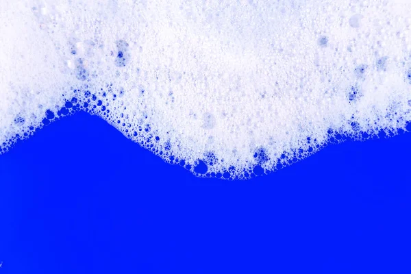 Foaming Liquid Blue Backdrop Cosmetics Foam Background Cosmetic Product Sample — Fotografia de Stock
