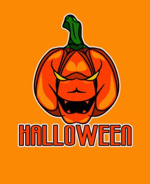 The Orange Halloween Pumpkin Emotion Emoticon Logo Design