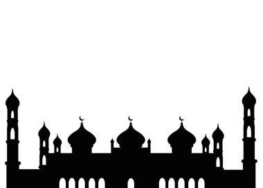 Muslim mosque flat design isolated background. Flat with shadows of architectural objects. Vector cartoon illustration. Islamic cultural landmark.