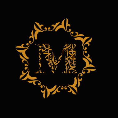 Alfabe Arapça yazı tipi harf logosu tasarım sanatı grafiği