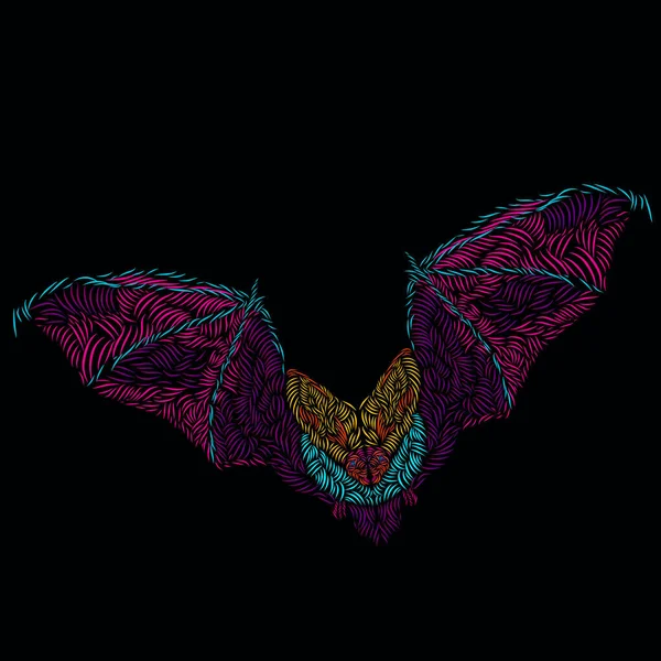 Bat Line Pop Art Πορτρέτο Λογότυπο Πολύχρωμο Σχεδιασμό Σκούρο Φόντο — Διανυσματικό Αρχείο