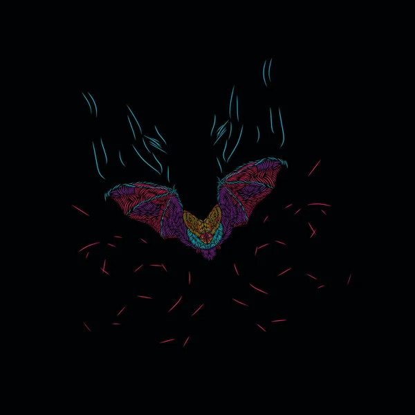 Летучая Мышь Линии Поп Арт Портрет Логотип Красочный Дизайн Темным — стоковый вектор