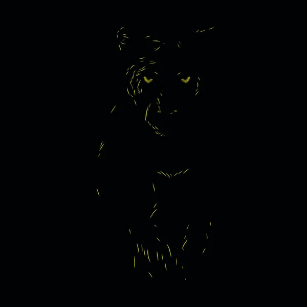 ヒョウパンサーラインポップアートの肖像ロゴのカラフルなデザインと暗い背景 — ストックベクタ