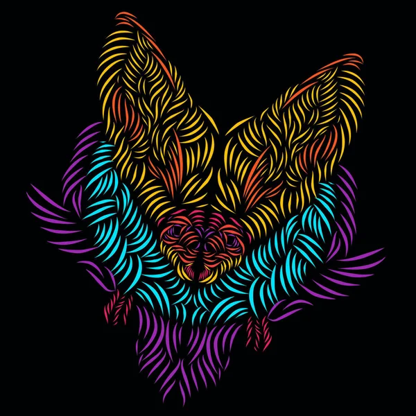 Lemur Fox Line Pop Art Portrait Logo Colorful Design Dark — Stockvector