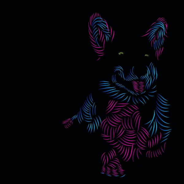 Dog Siberian Husky Pet Line Pop Art Portrait Colorful Logo — Vetor de Stock