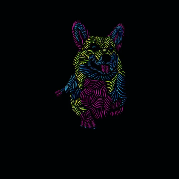 Dog Siberian Husky Pet Line Pop Art Portrait Colorful Logo — ストックベクタ