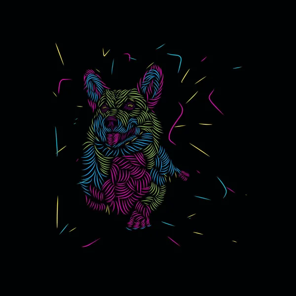 Dog Siberian Husky Pet Line Pop Art Portrait Colorful Logo — 图库矢量图片