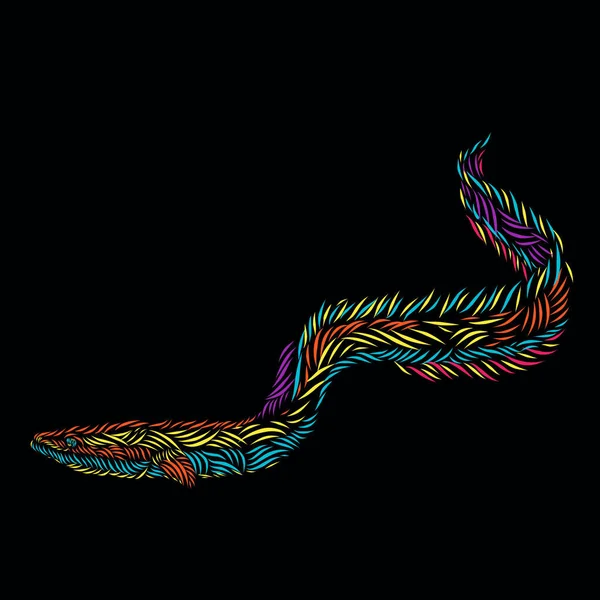 Eel Line Pop Art Portrait Logo Colorful Design Dark Background — стоковый вектор