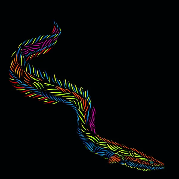 Eel Line Pop Art Portrait Logo Colorful Design Dark Background — 图库矢量图片