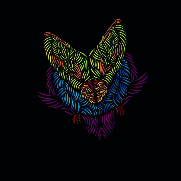 Lemur Fox Line Pop Art Portrait Logo Colorful Design Dark — ストックベクタ